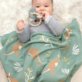 Load image into Gallery viewer, Knitted Baby Blanket - Green Kangaroo