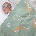 Load image into Gallery viewer, Knitted Baby Blanket - Green Kangaroo
