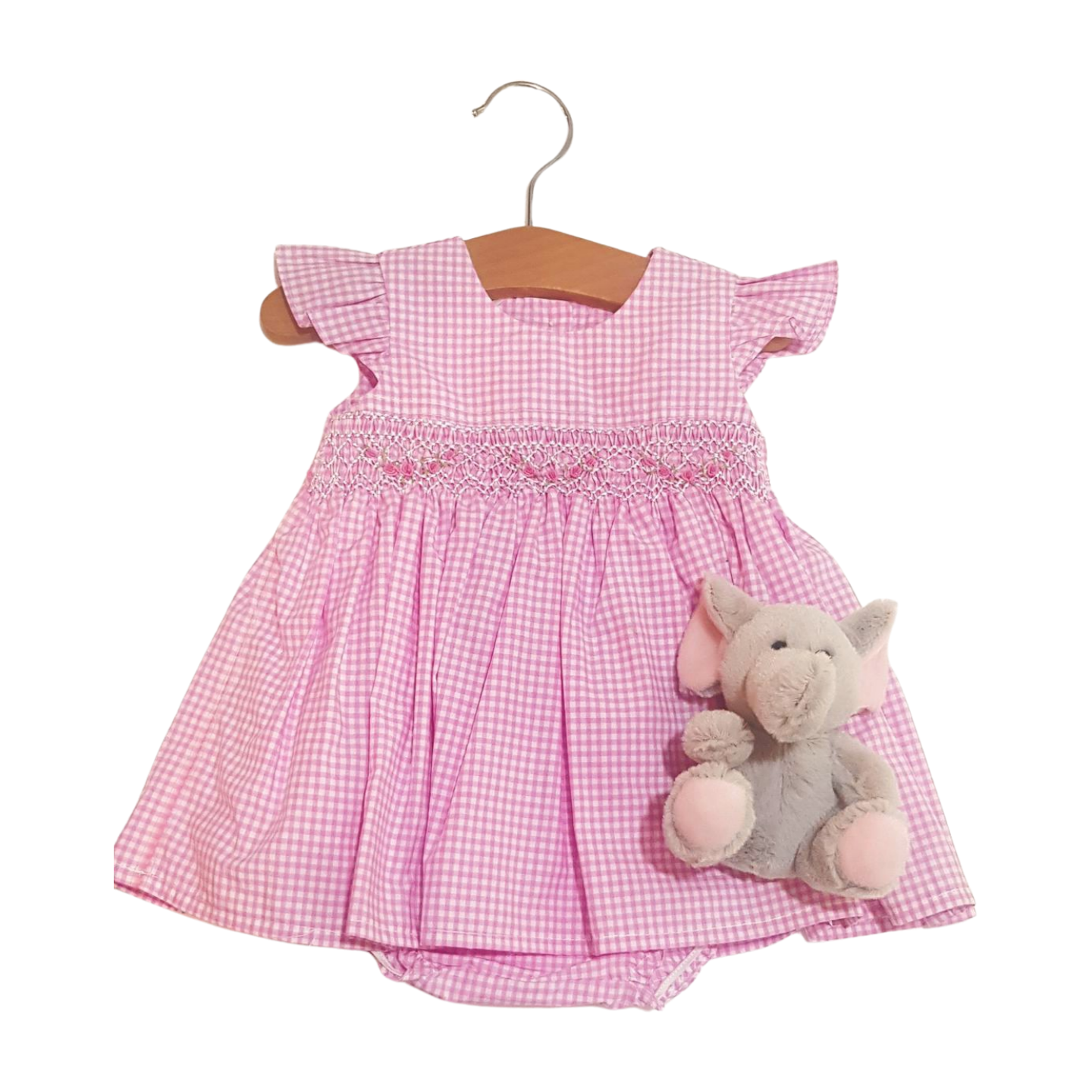 Pink Check Smock Dress