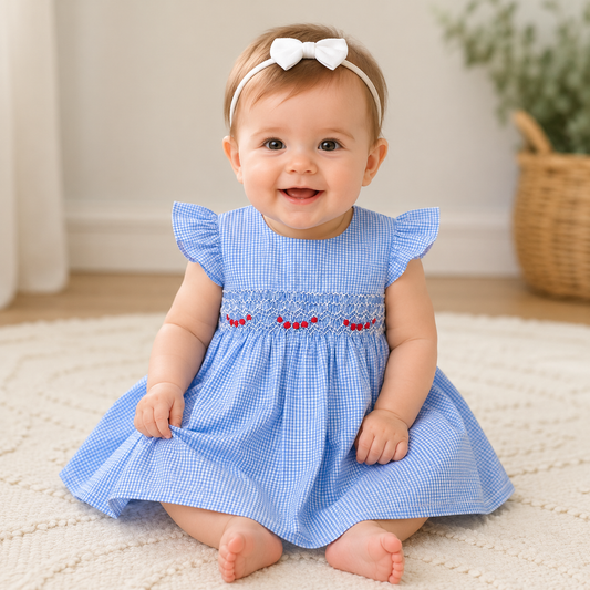 Blue Check Smock Dress