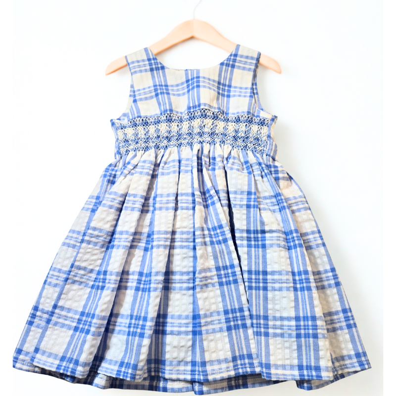 Blue Check Smock Dress