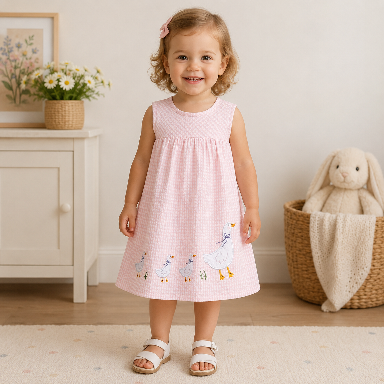 Pink Girls Duck Dress