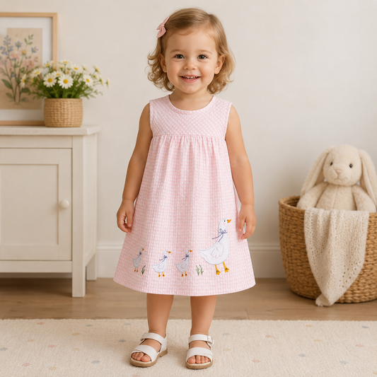 Pink Girls Duck Dress