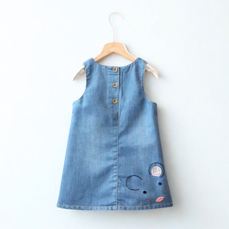 Girls Denim Mouse Dress