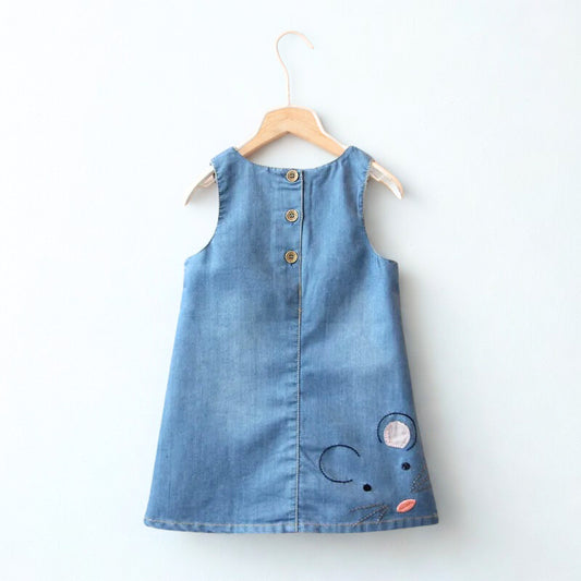 Girls Denim Mouse Dress