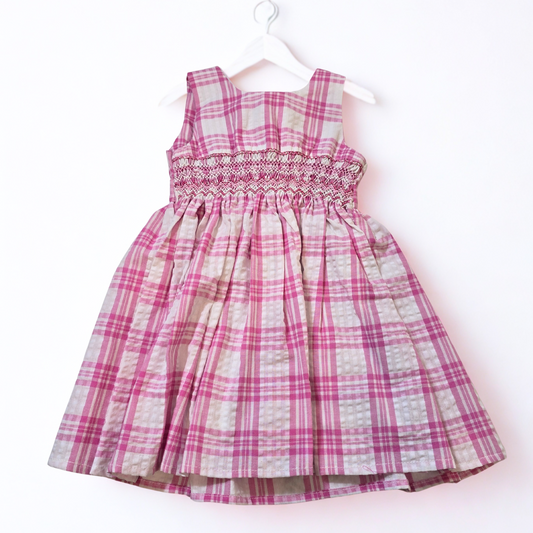 Pink  Check Smock Dress