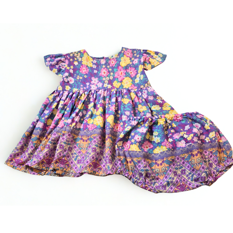 Milly Girls Dress - Daisy Purple