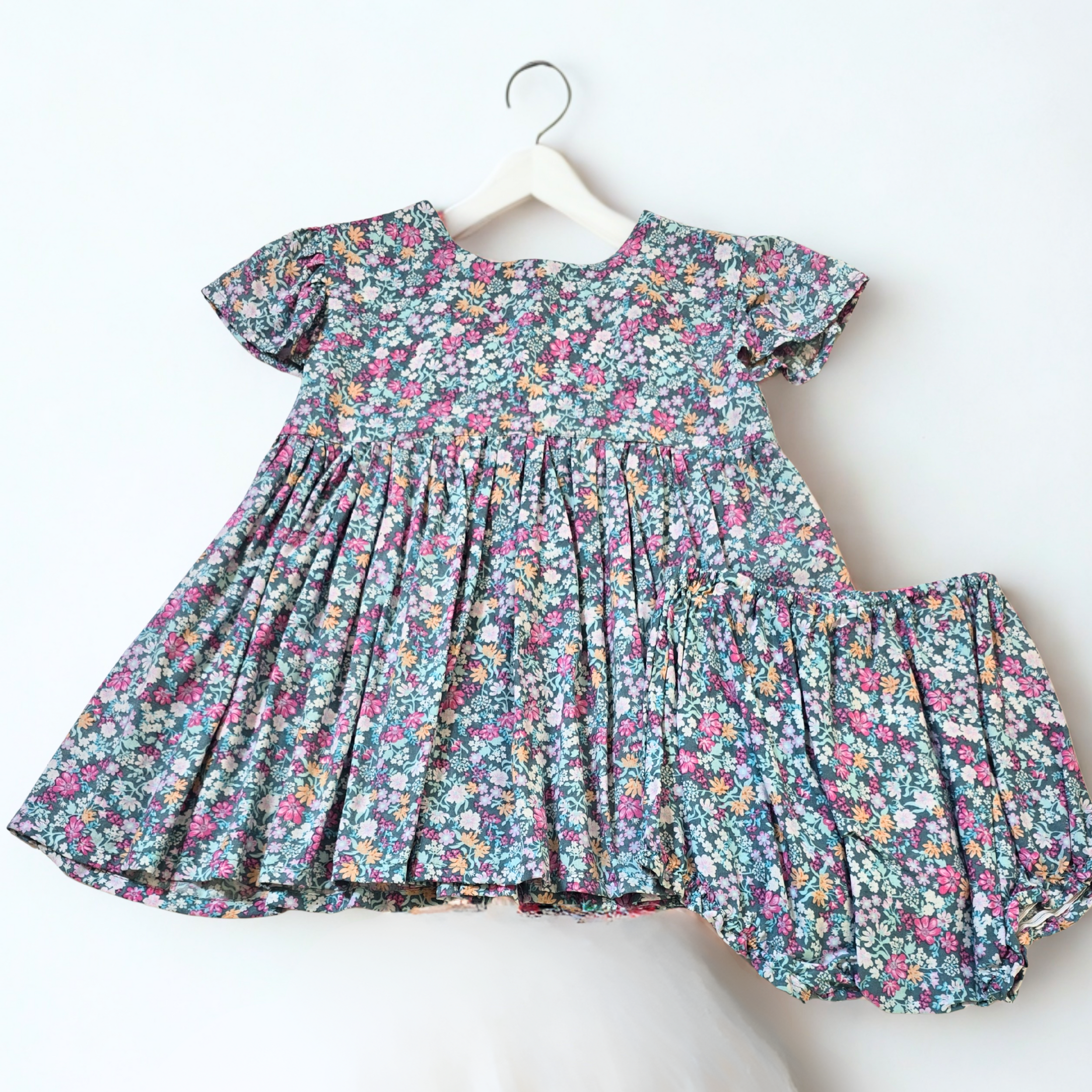 Milly Girls Dress - Olive