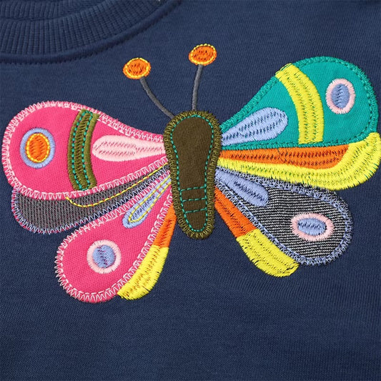 Girls Navy Butterfly Sweatshirt