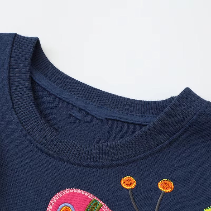 Girls Navy Butterfly Sweatshirt