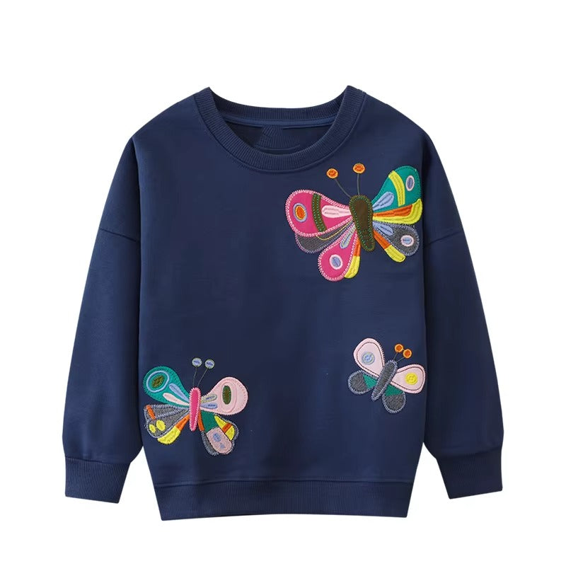 Girls Navy Butterfly Sweatshirt