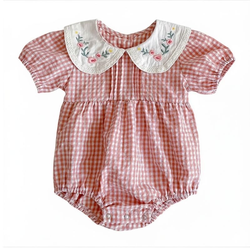 Pink Gingham Baby Romper