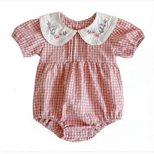 Pink Gingham Baby Romper