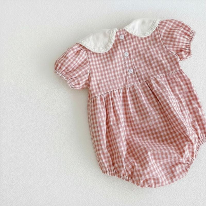 Pink Gingham Baby Romper