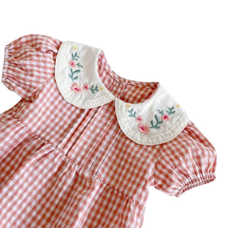 Pink Gingham Baby Romper